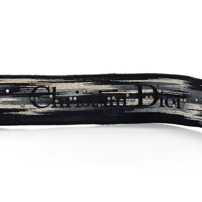 Christian Dior Canvas Embroidered Studded Tie Dye Shoulder Strap Blue 3 of 6