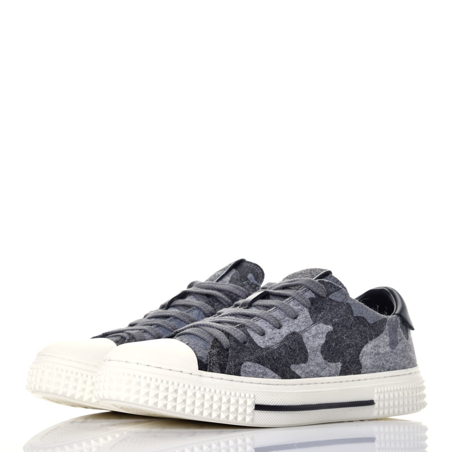Cotton Felt Camouflage Womens Low Top Sneakers 38 Grey