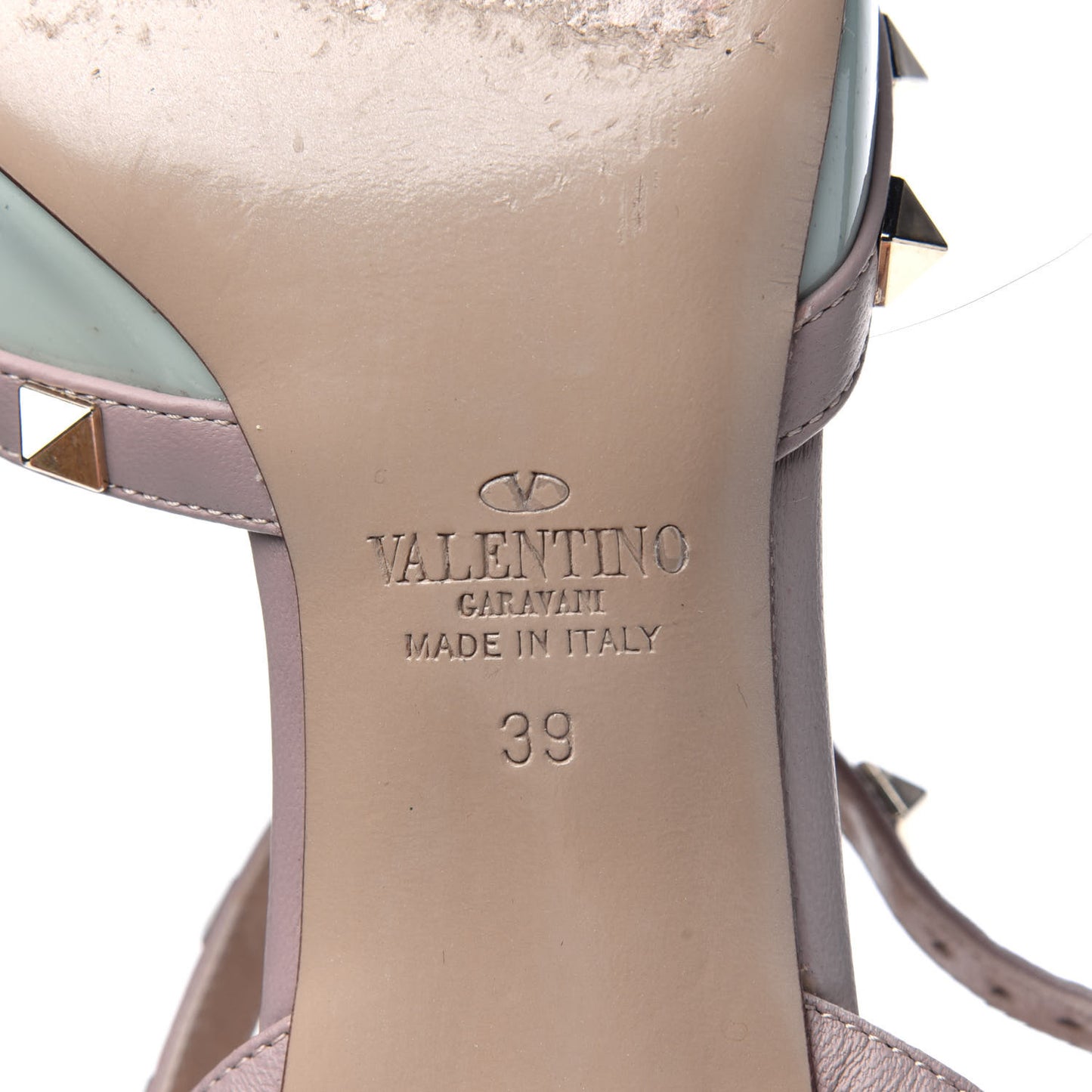 Patent Nappa Rockstud Ankle Strap 65mm Pumps 39 Water Green Poudre