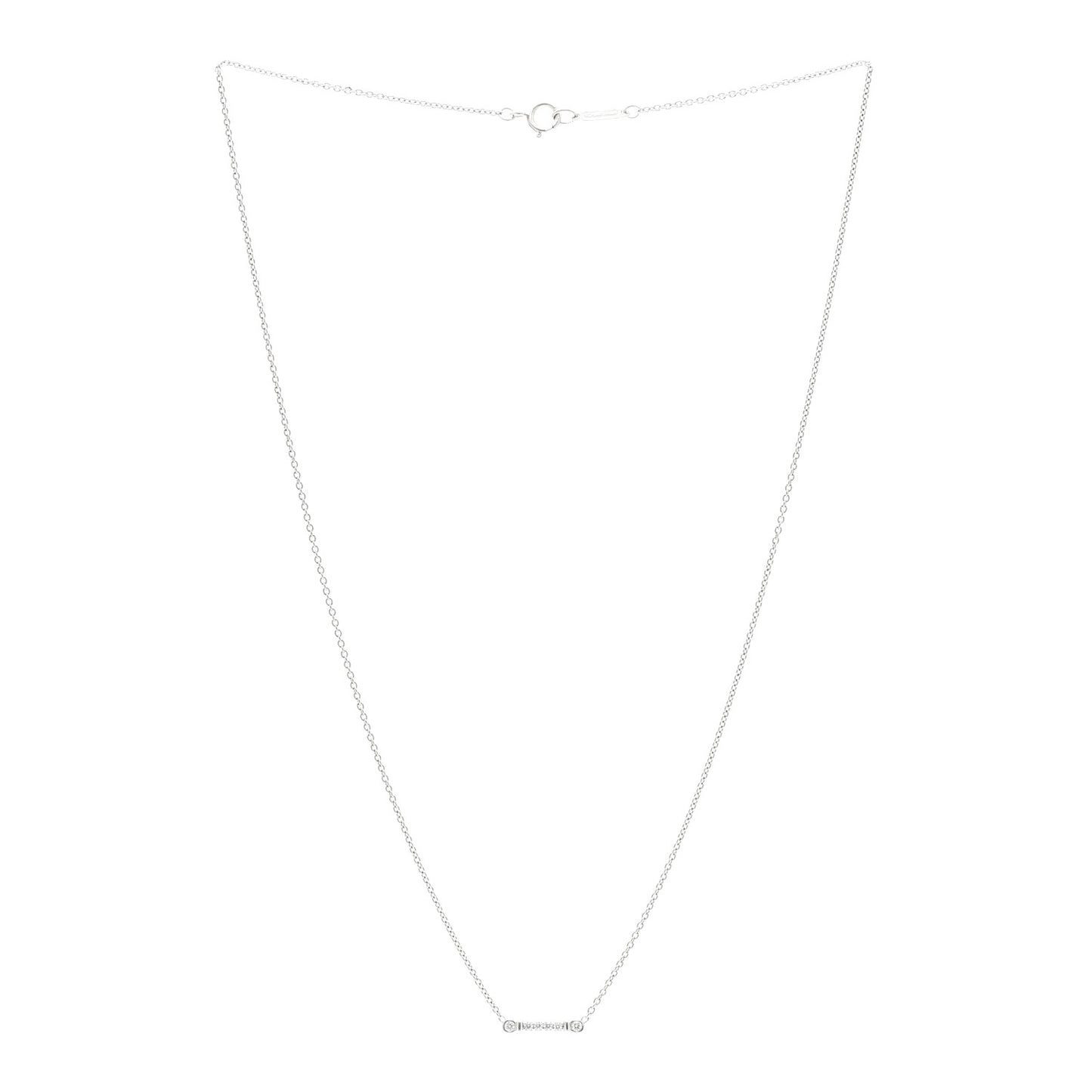 Platinum Diamond Fleur de Lis Key Bar Pendant Necklace