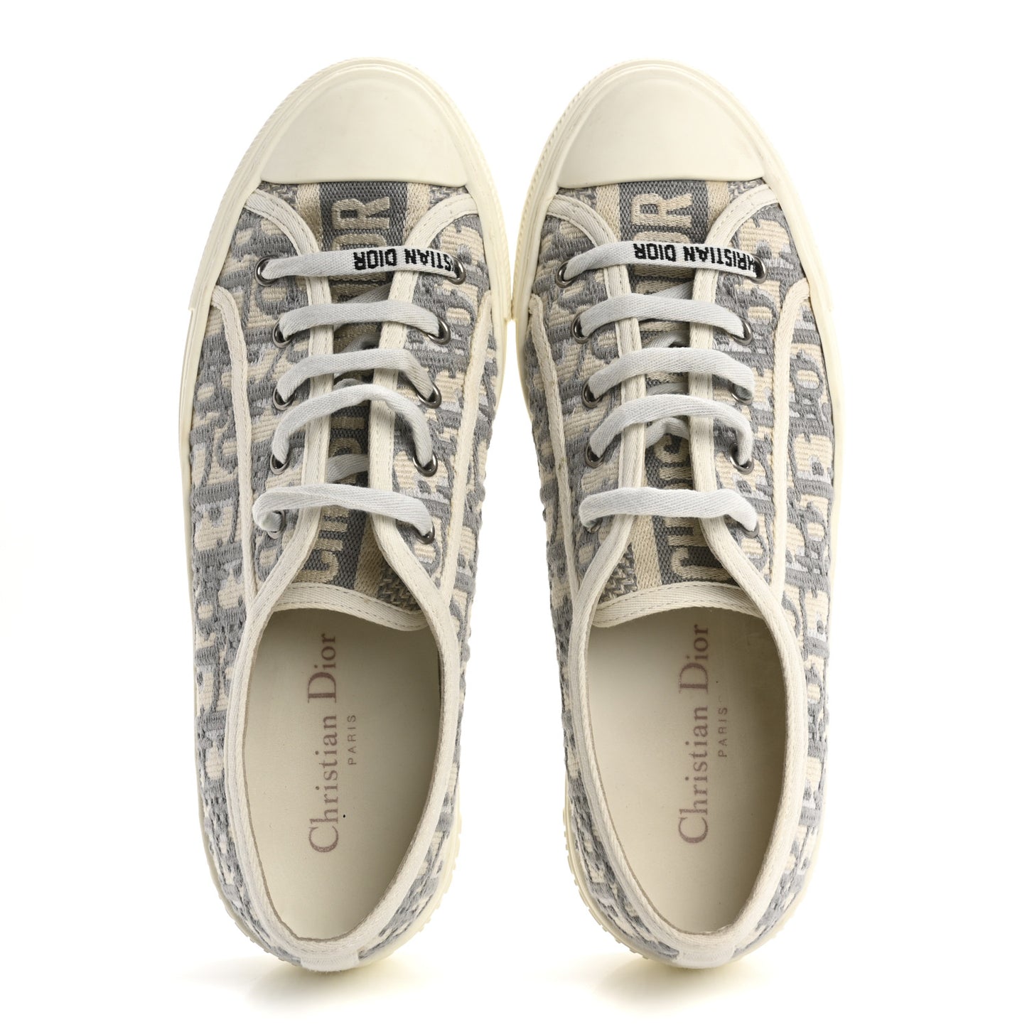 Canvas Oblique Walk'N'Dior Low Top Sneakers 39 Grey Stone