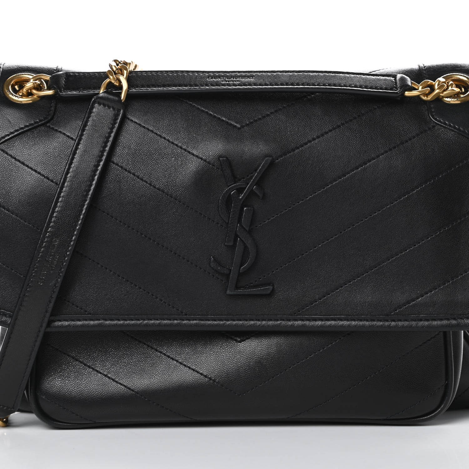 Saint Laurent Lambskin Matelasse Monogram Medium Niki Chain Satchel Black 8 of 15