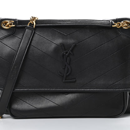 Saint Laurent Lambskin Matelasse Monogram Medium Niki Chain Satchel Black 8 of 15