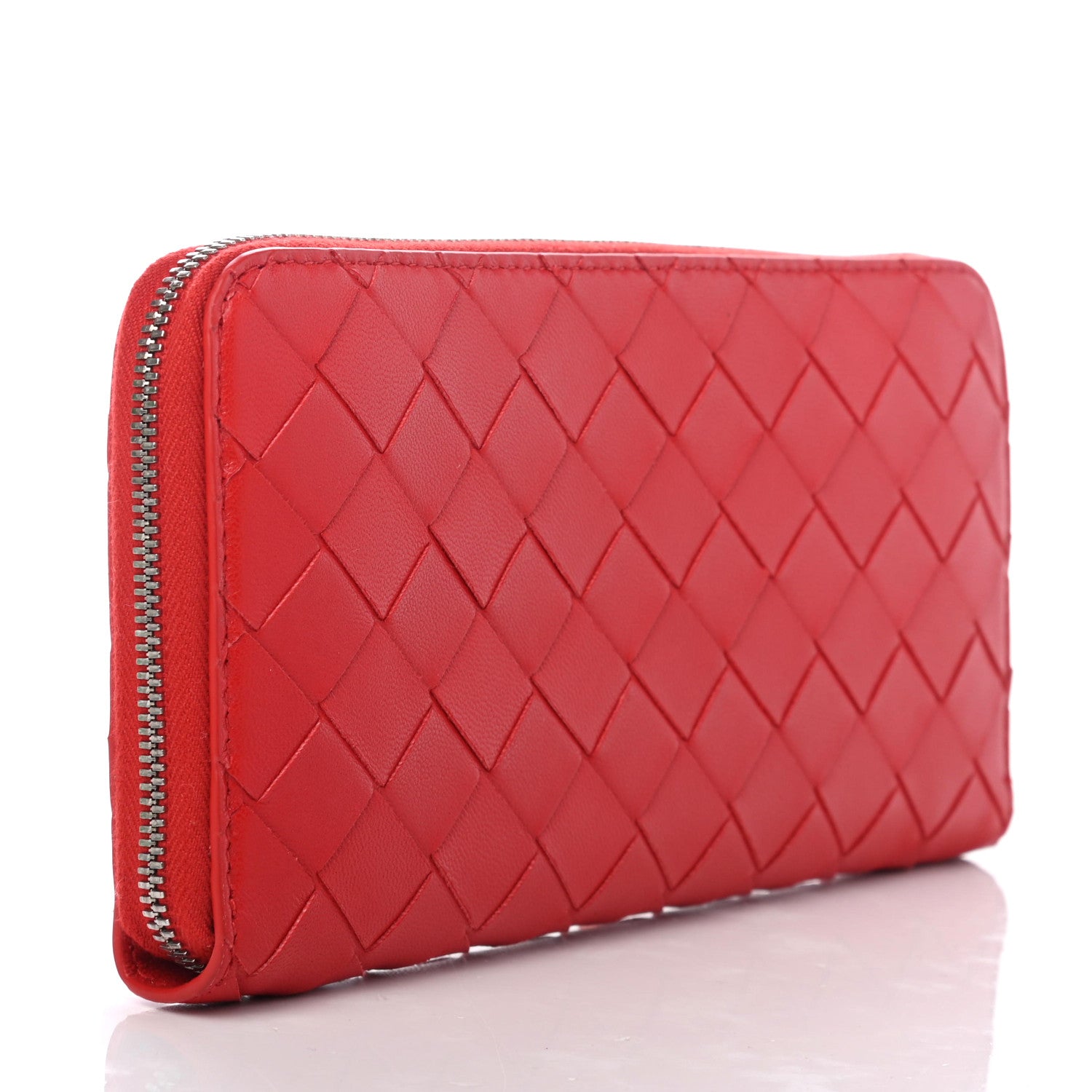 Bottega Veneta Nappa Intrecciato Zip Around Wallet Red 4 of 8
