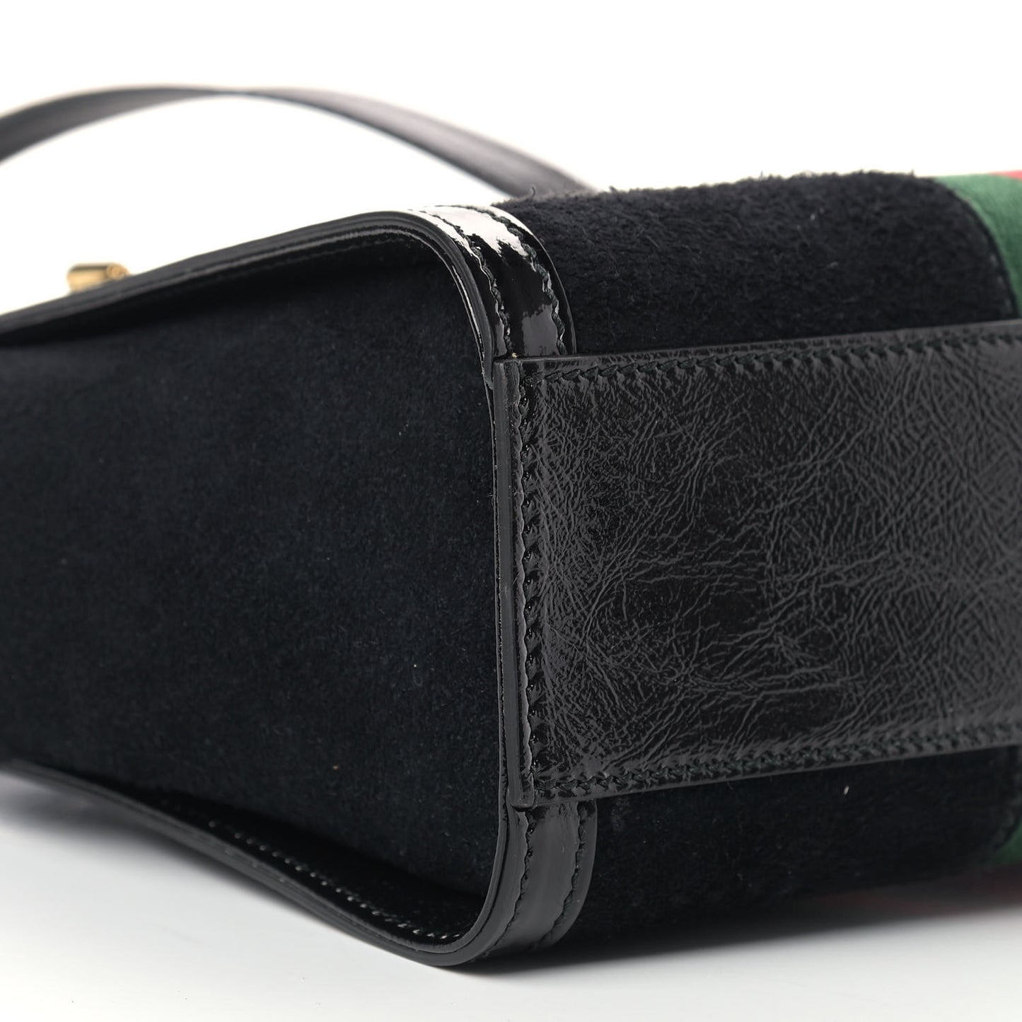 Suede Patent GG Web Small Ophidia Tote Bag Black