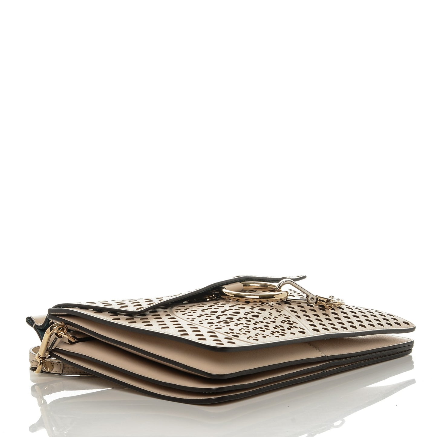 Calfskin Pineapple Perforated Medium Faye Shoulder Bag Abstract White
