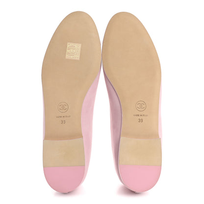 Chanel Suede Calfskin Cap Toe CC Ballerina Flats 39 Light Pink 6 of 10