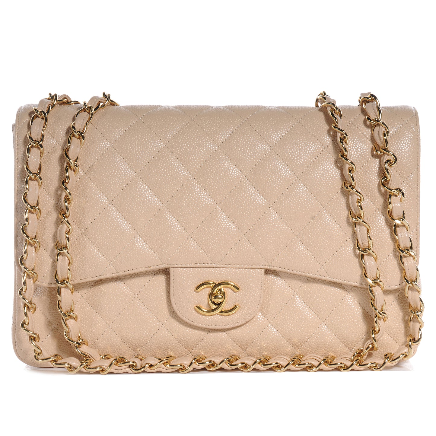 Caviar Jumbo Single Flap Beige Clair