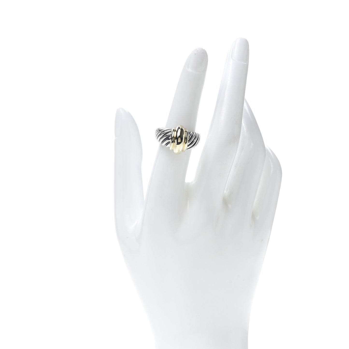 Sterling Silver 14K Yellow Gold Cable Station Ring 53 6.5
