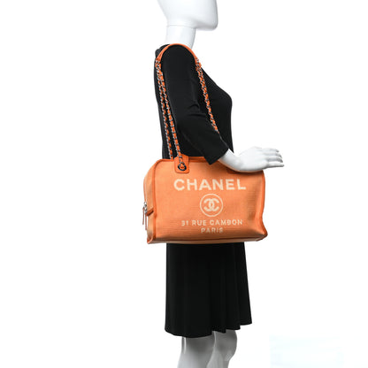 Chanel Canvas Deauville Bowling Bag Orange 2 of 9