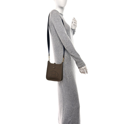 Hermes Taurillon Clemence Amazone Evelyne TPM Etoupe Bleu Indigo 3 of 9