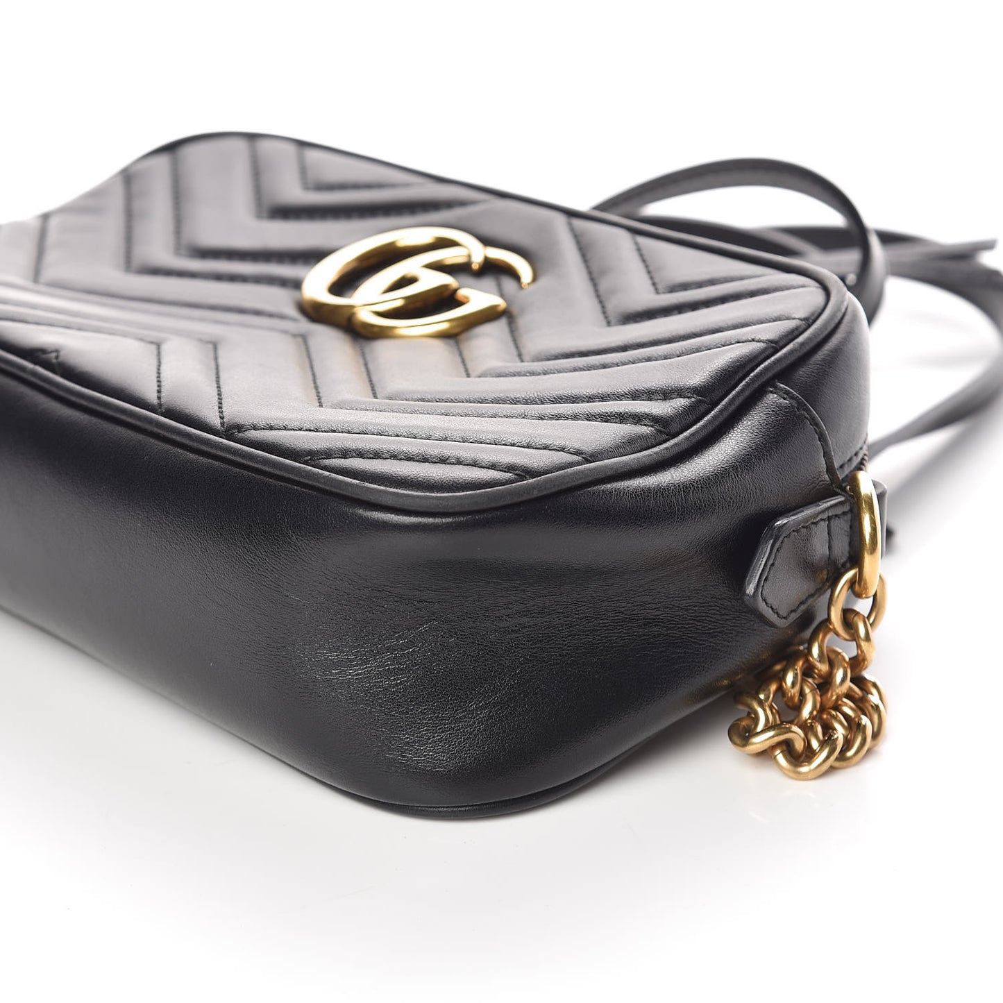 Calfskin Matelasse Small GG Marmont Chain Shoulder Bag Black