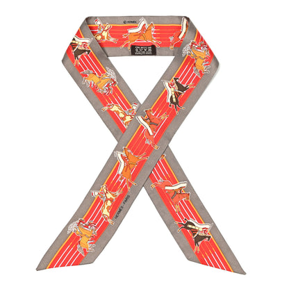 Hermes Silk Pani La Shar Pawnee Twilly Etoupe Rouge Orange 1 of 5
