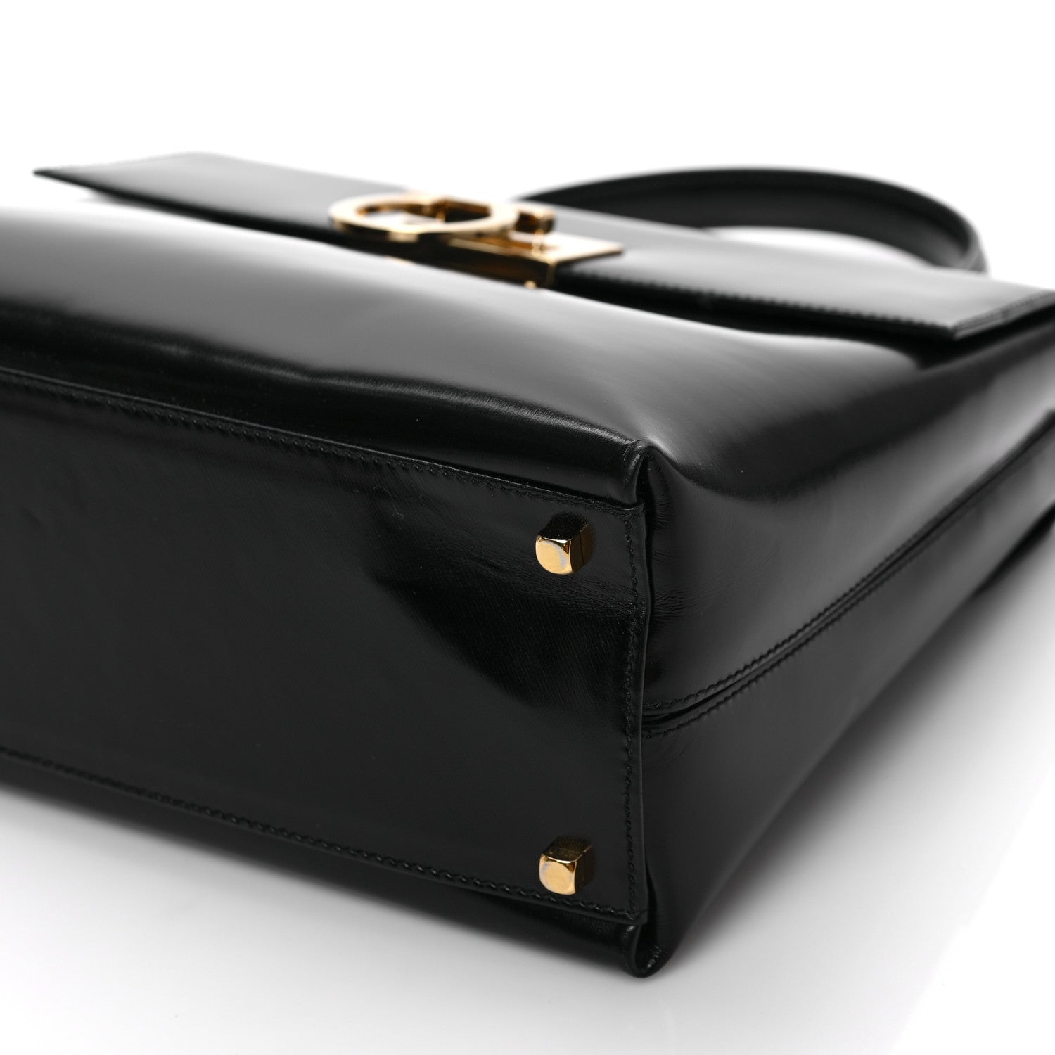 Salvatore Ferragamo Brushed Off Calfskin Iconic Large Top Handle Bag Black 7 of 7