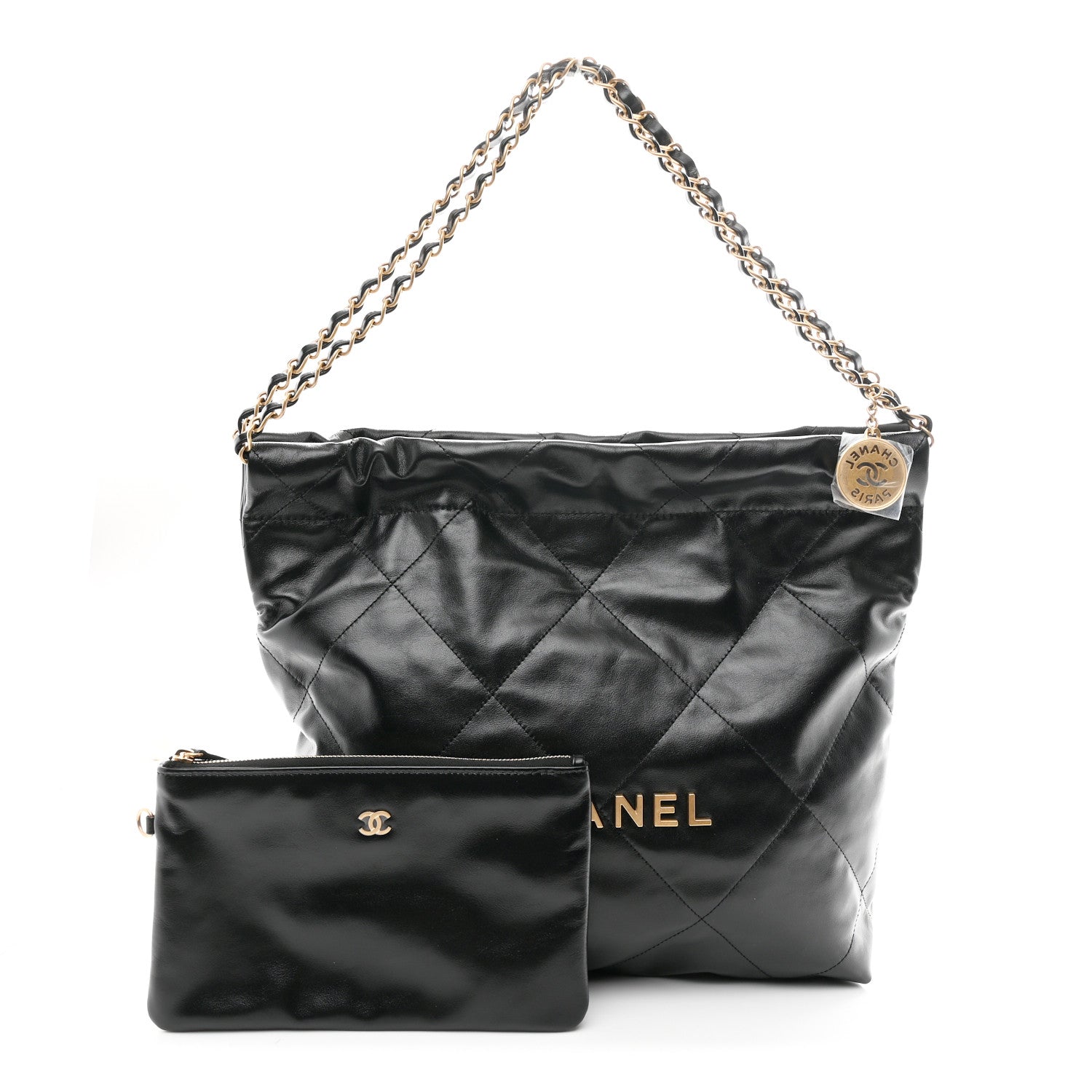 Chanel Shiny Calfskin Quilted Small Chanel 22 Black 3 of 13