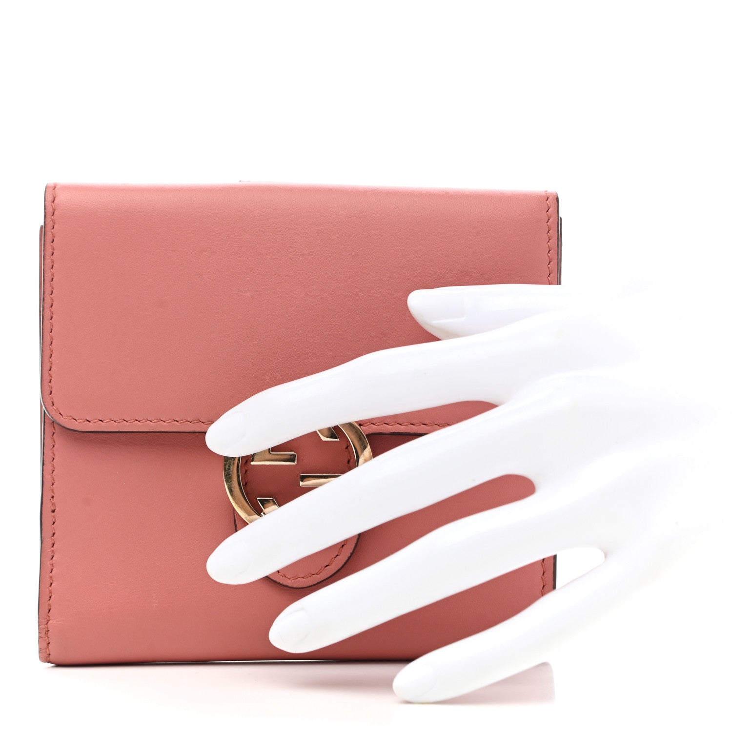 Gucci Moon Calfskin Interlocking G French Wallet Cameo Pink 2 of 10