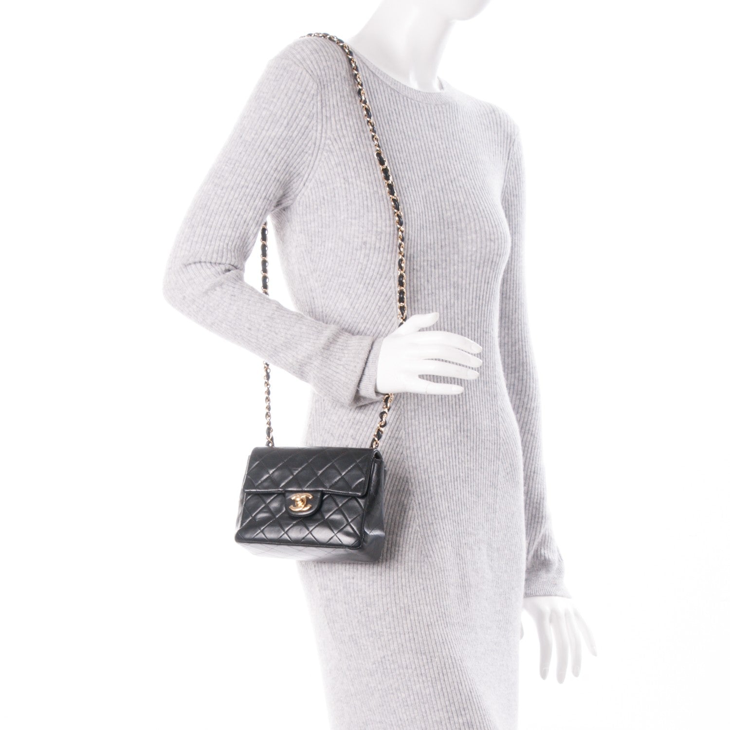 Chanel Lambskin Quilted Mini Square Flap Black 2 of 5