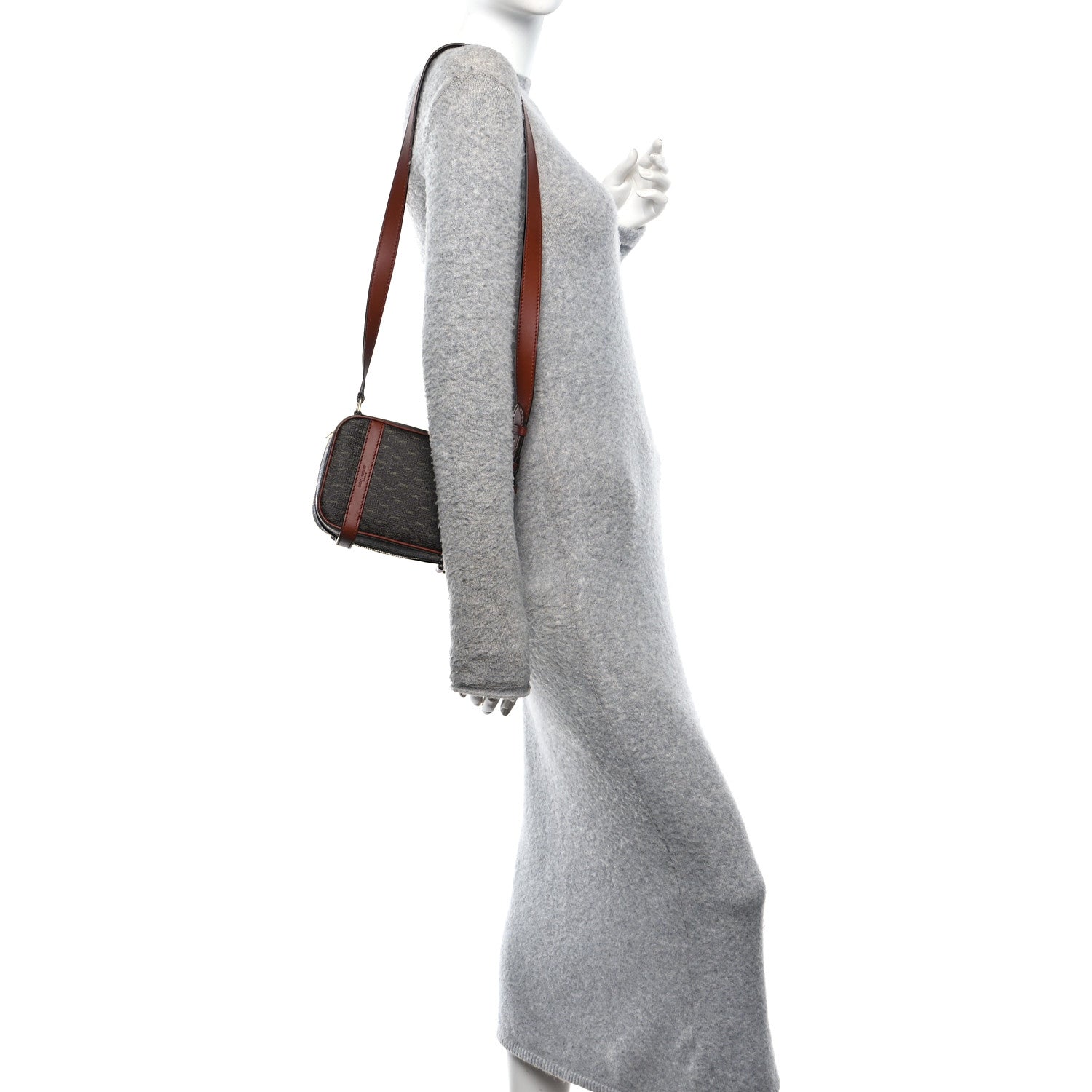Saint Laurent Canvas Smooth Calfskin Le Monogramme Crossbody Pouch Chestnut 2 of 9