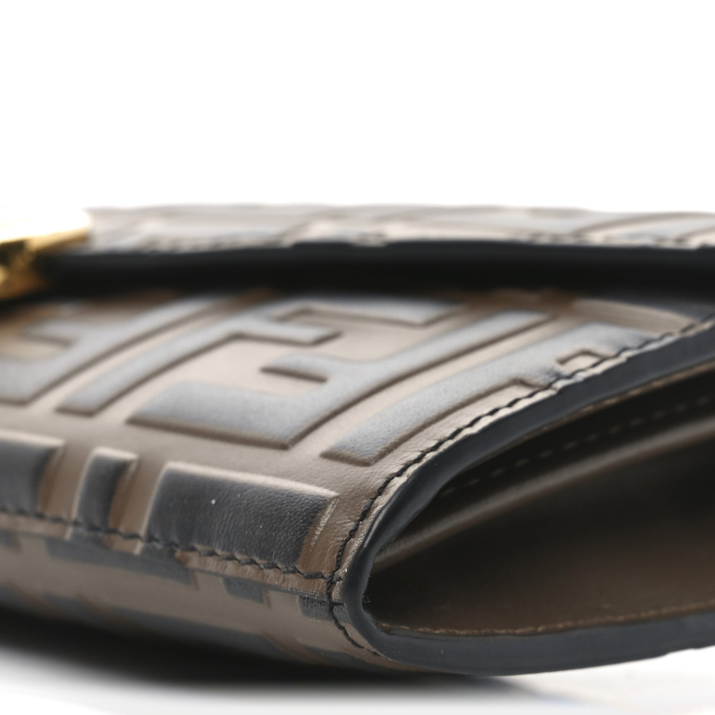 Vitello Soft F is Fendi Bi-Color FF 1974 Embossed Continental Envelope Wallet On Chain Maya Black