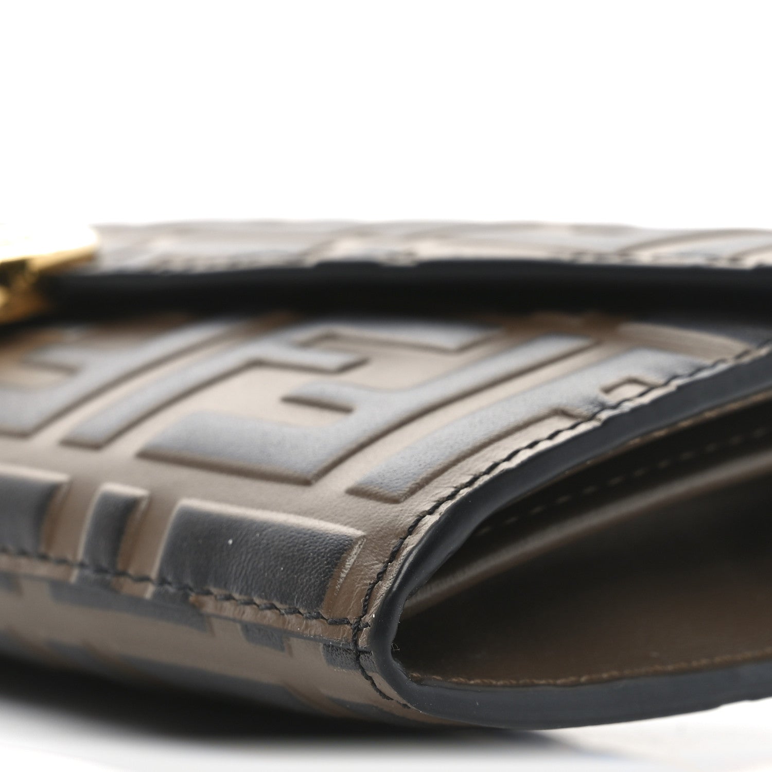 Fendi Vitello Soft F is Fendi Bi-Color FF 1974 Embossed Continental Envelope Wallet On Chain Maya Black 10 of 10