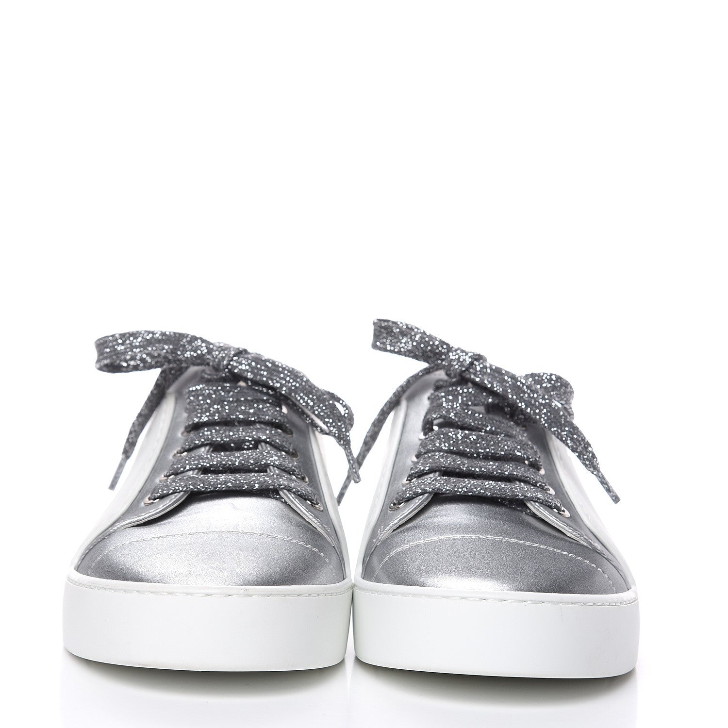 Chanel Iridescent Goatskin Womens Sneakers 39 White Silver 2 of 10