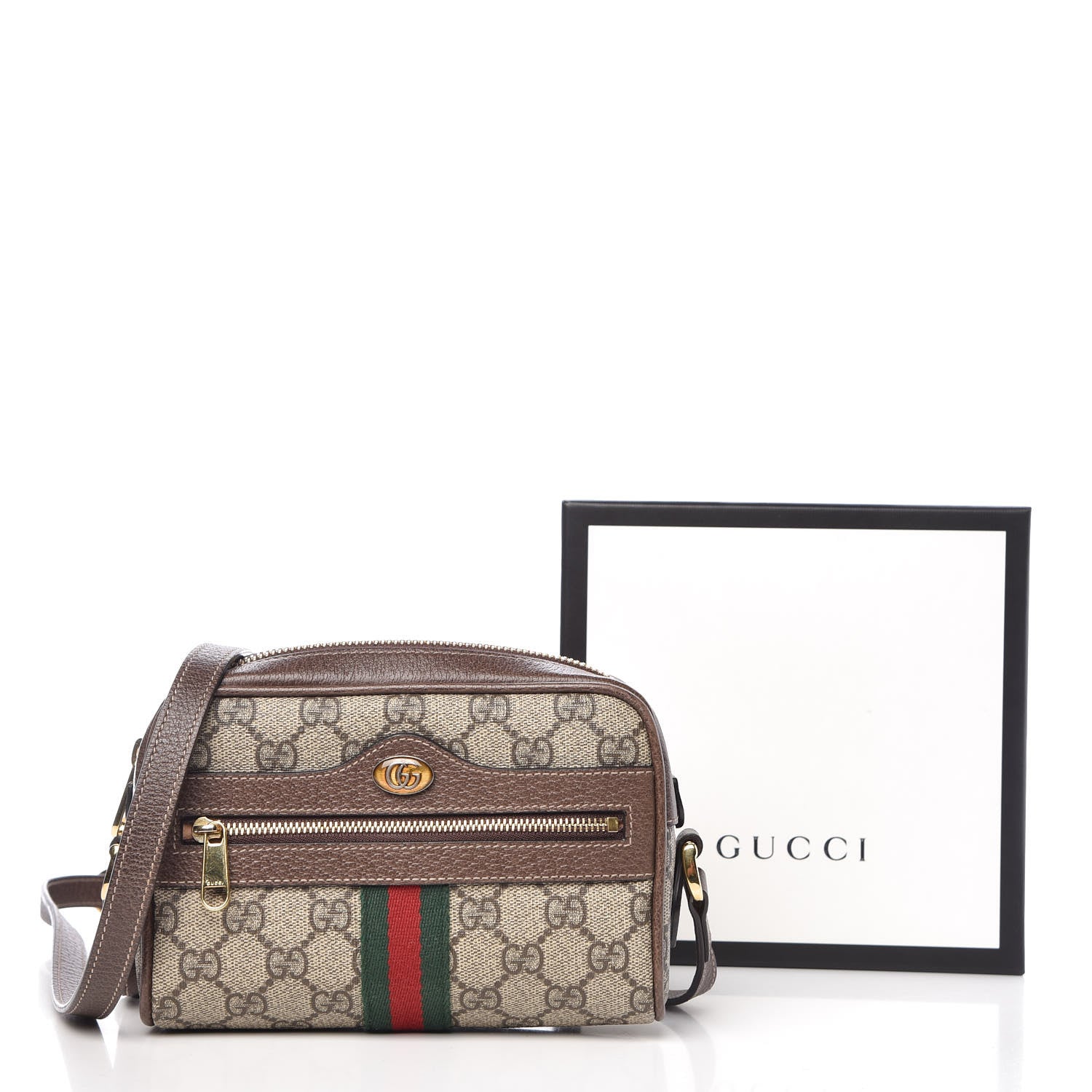 Gucci GG Supreme Monogram Web Mini Ophidia Shoulder Bag Brown 12 of 12