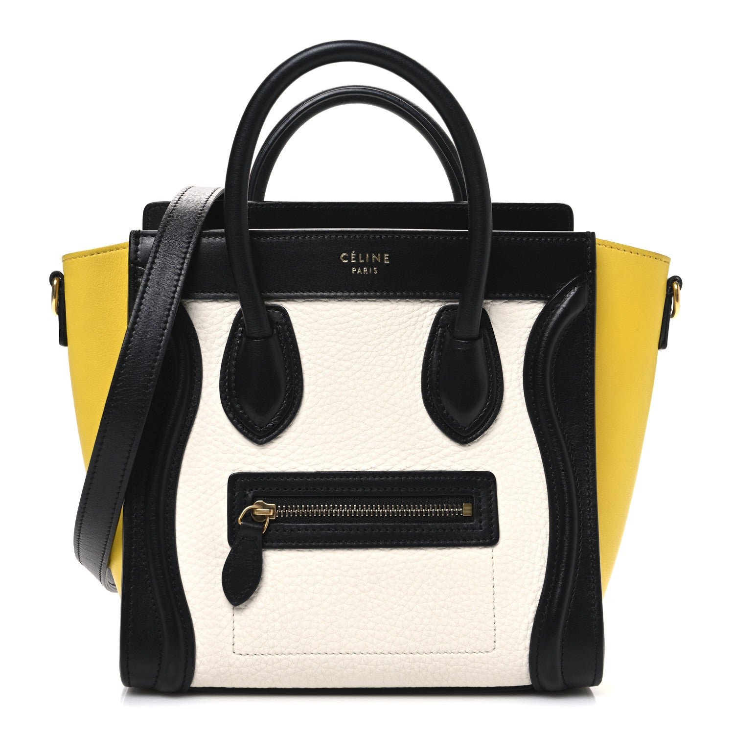 Celine Elephant Calfskin Nano Tri-Color Luggage Yellow 1 of 9