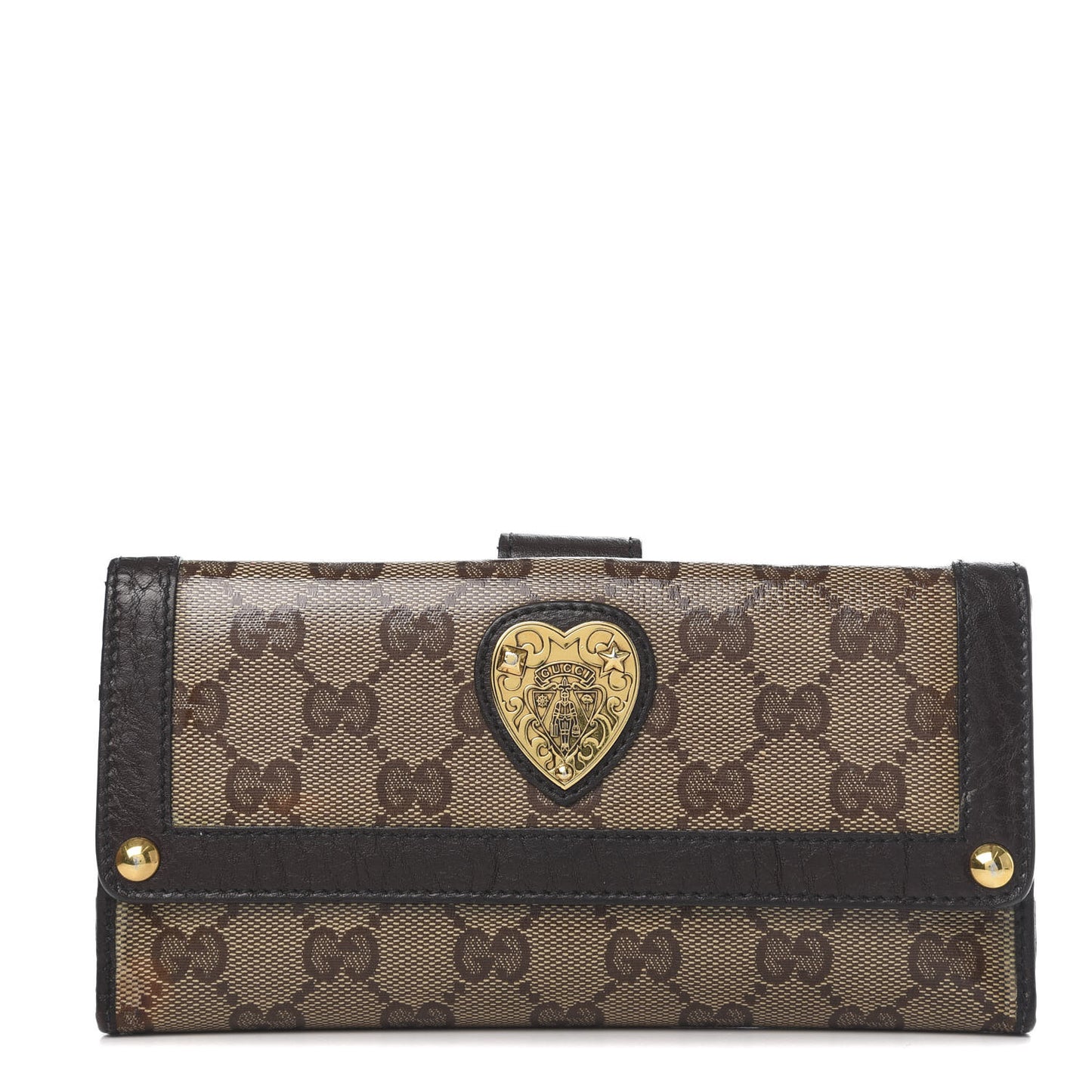Crystal Monogram Continental Charmy Wallet Brown