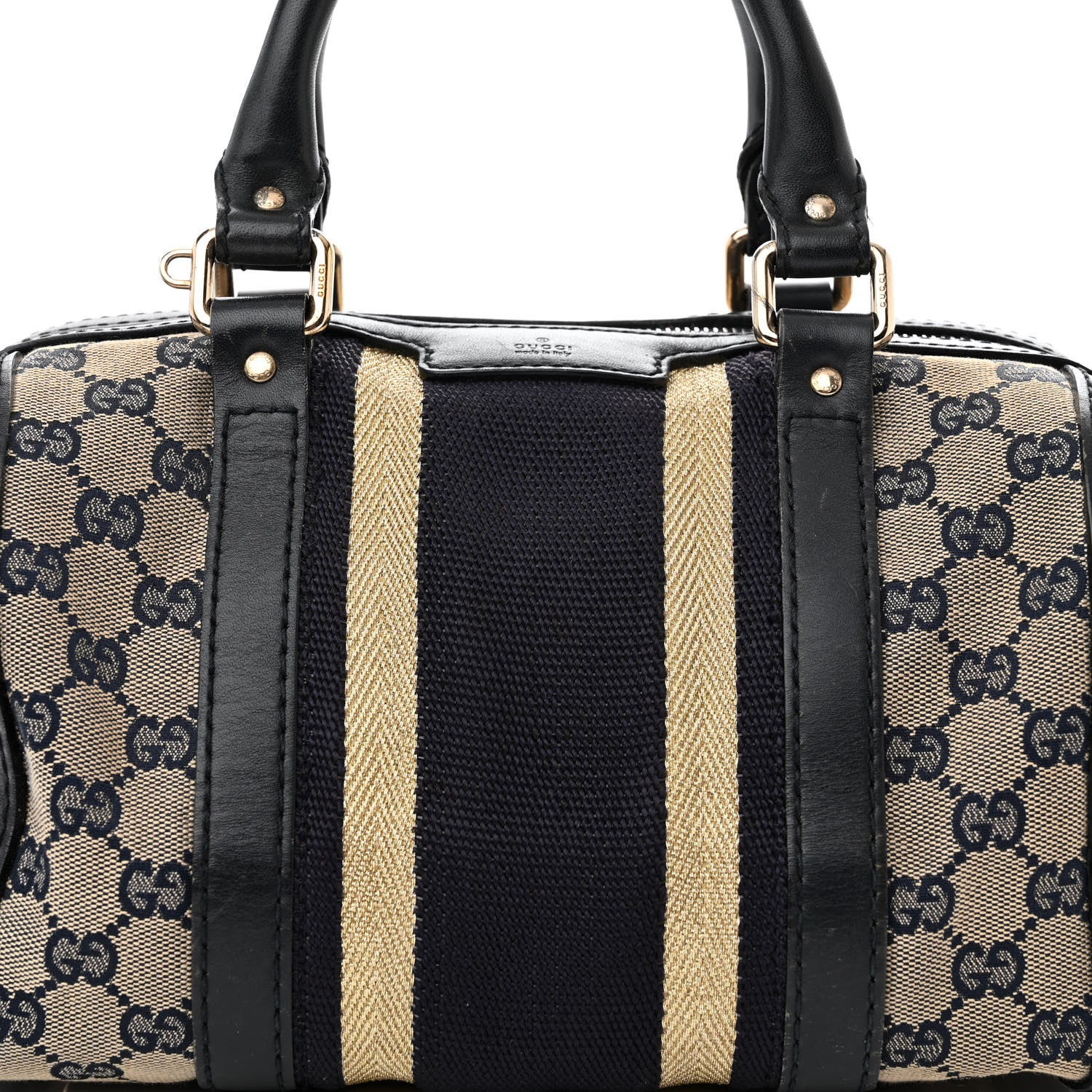 Gucci Monogram Vintage Web Small Boston Navy 9 of 18