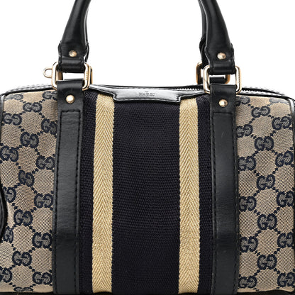 Gucci Monogram Vintage Web Small Boston Navy 9 of 18