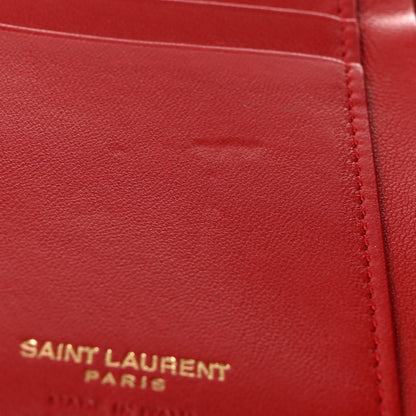 Saint Laurent Lambskin Matelasse Monogram Vicky Tri-Fold Wallet Rouge Eros 10 of 16