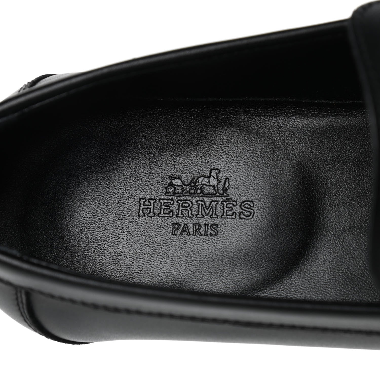 Hermes Calfskin Womens Destin Loafers 36 Black 8 of 10