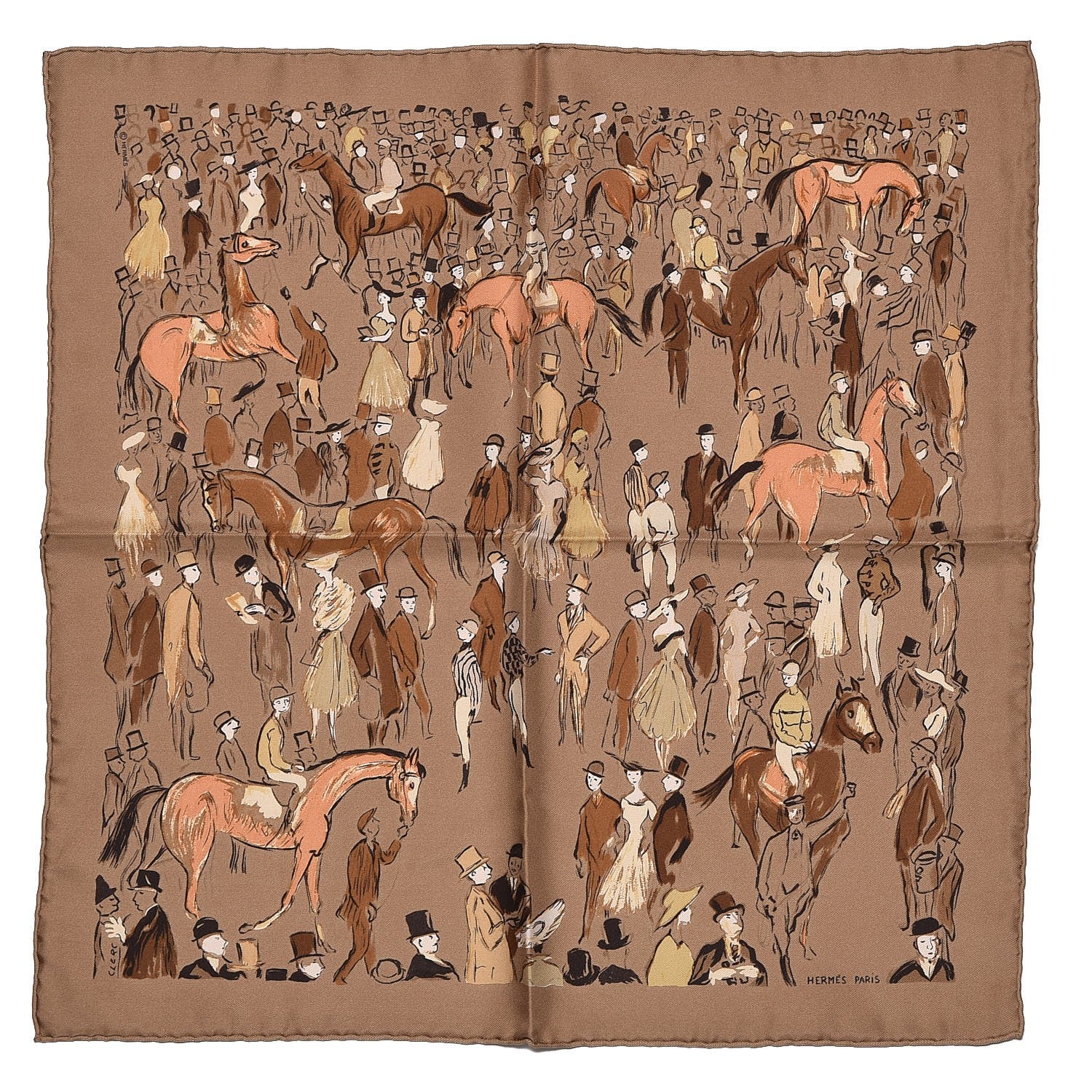 Hermes Silk Paddock Pocket Square 1 of 4