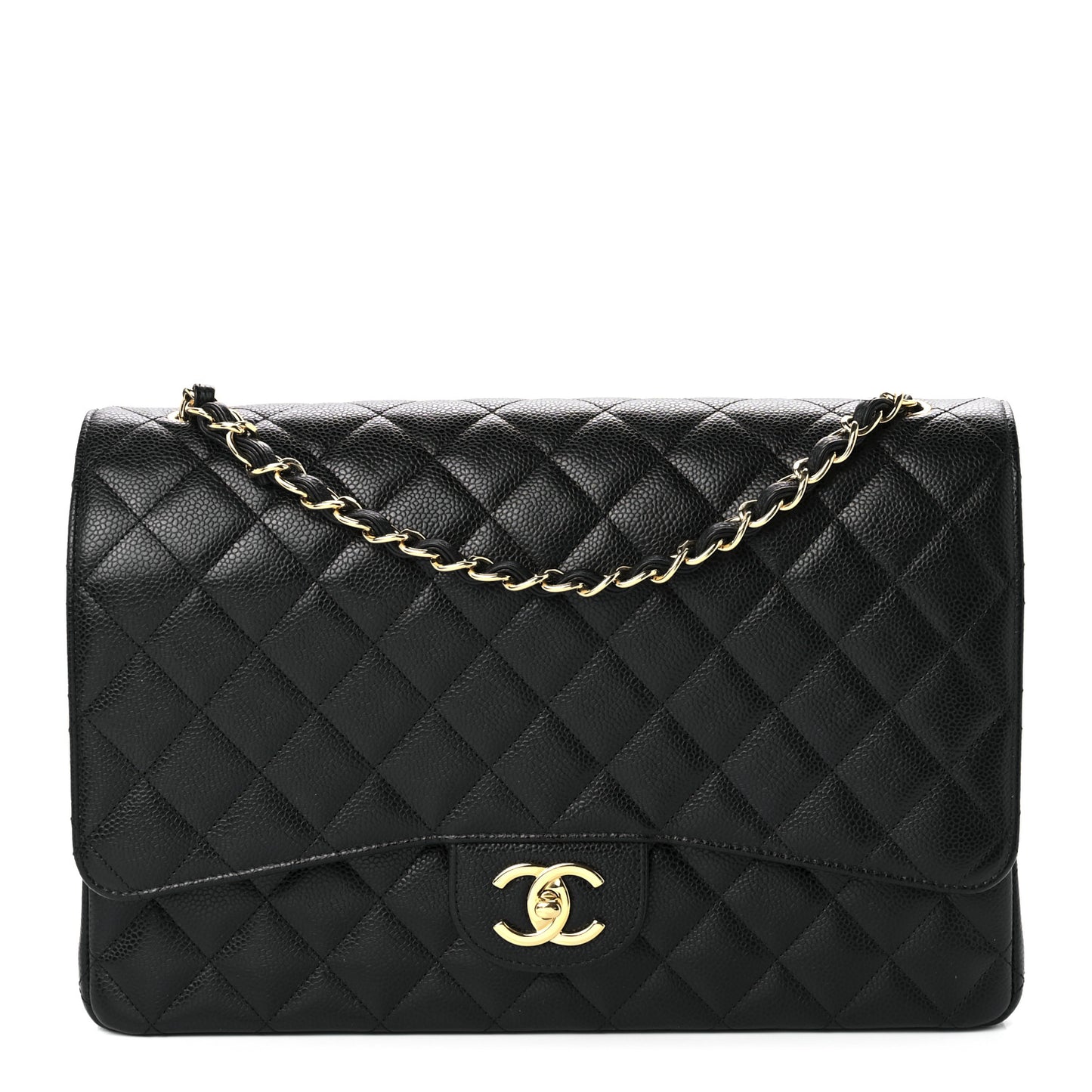 Caviar Quilted Maxi Double Flap Black