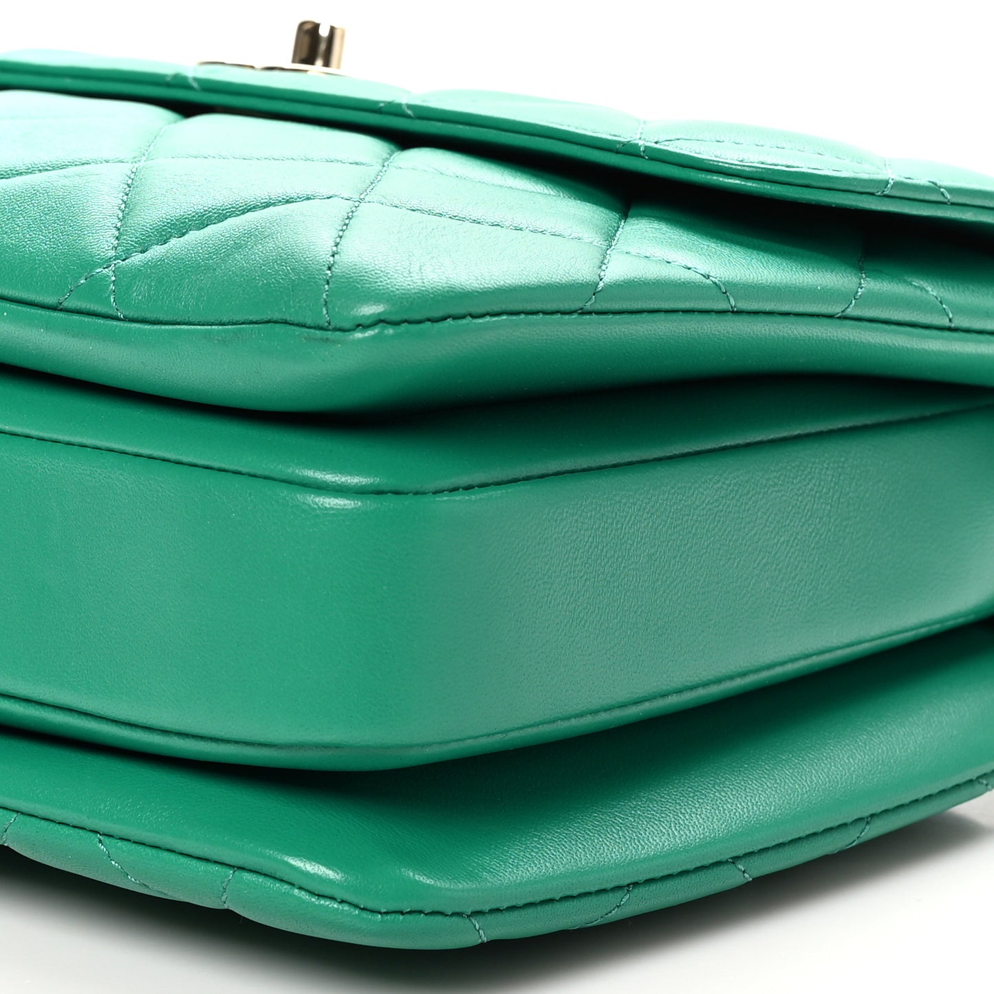 Lambskin Quilted Small Trendy CC Flap Dual Handle Bag Green