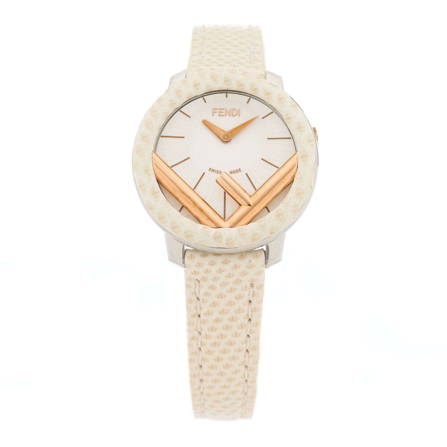 Stainless Steel Calfskin 28mm Run Away Quartz Watch Ivory