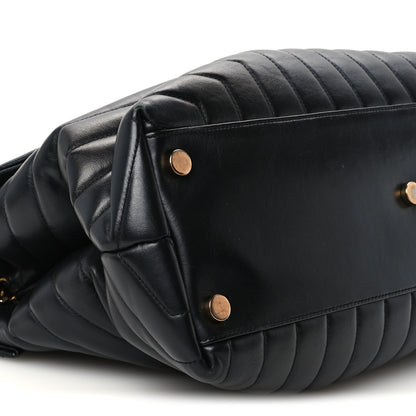 Saint Laurent Calfskin Y Quilted Monogram Large Loulou Chain Satchel Black 10 of 11