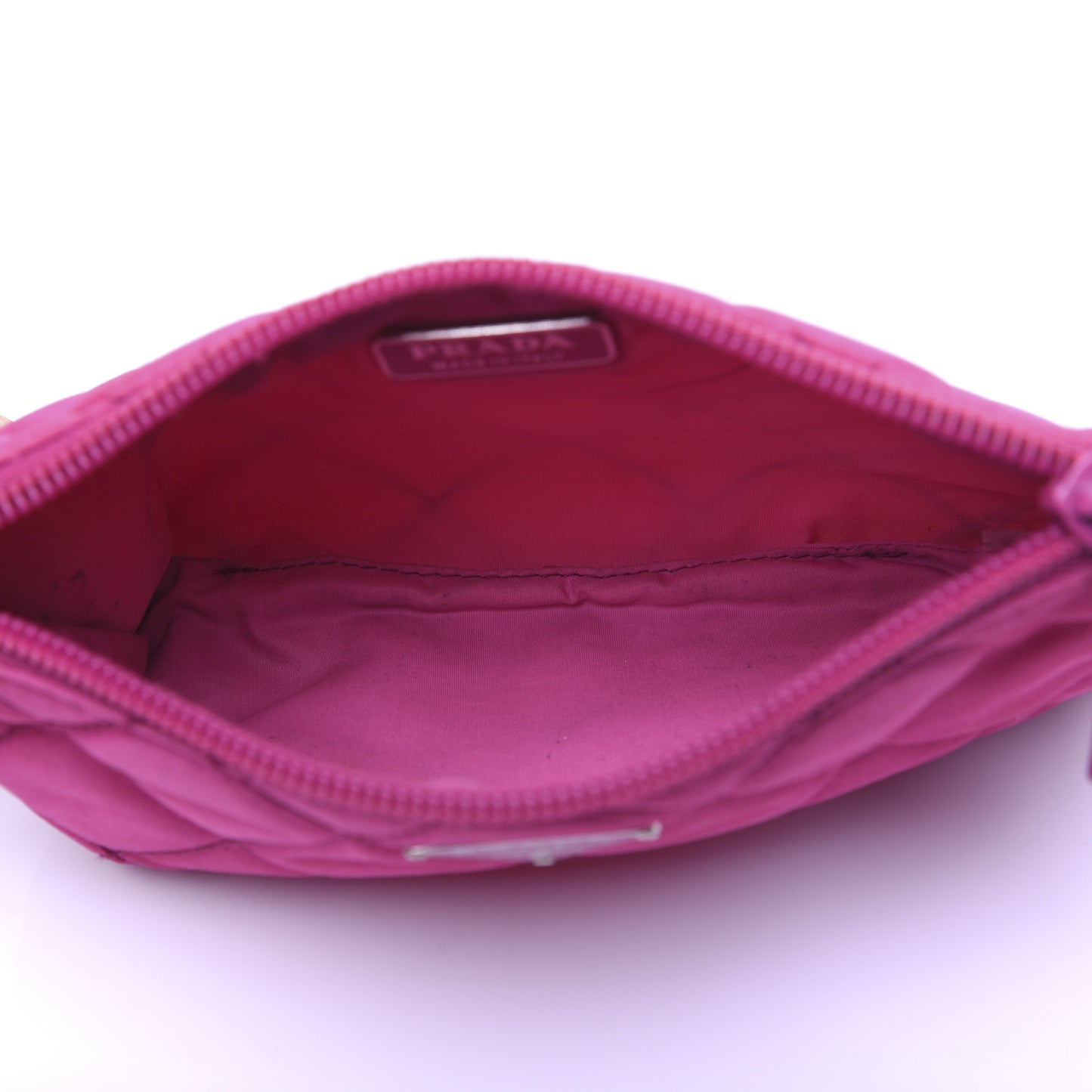Nylon Tessuto Impuntu Pouch Fuxia