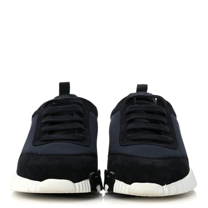 Hermes Technical Jersey Suede Goatskin Bouncing Sneakers 36 Black White 2 of 8