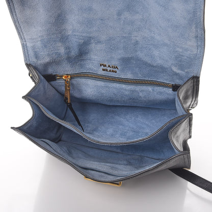 Prada Calfskin Saffiano Cahier Top Handle Bag Black 5 of 8