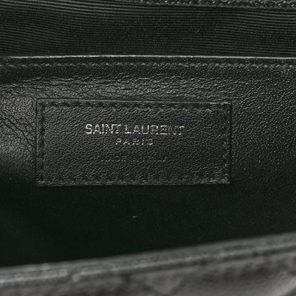 Saint Laurent Grain De Poudre Textured Mixed Matelasse Triquilt Medium Monogram Satchel Black 7 of 11