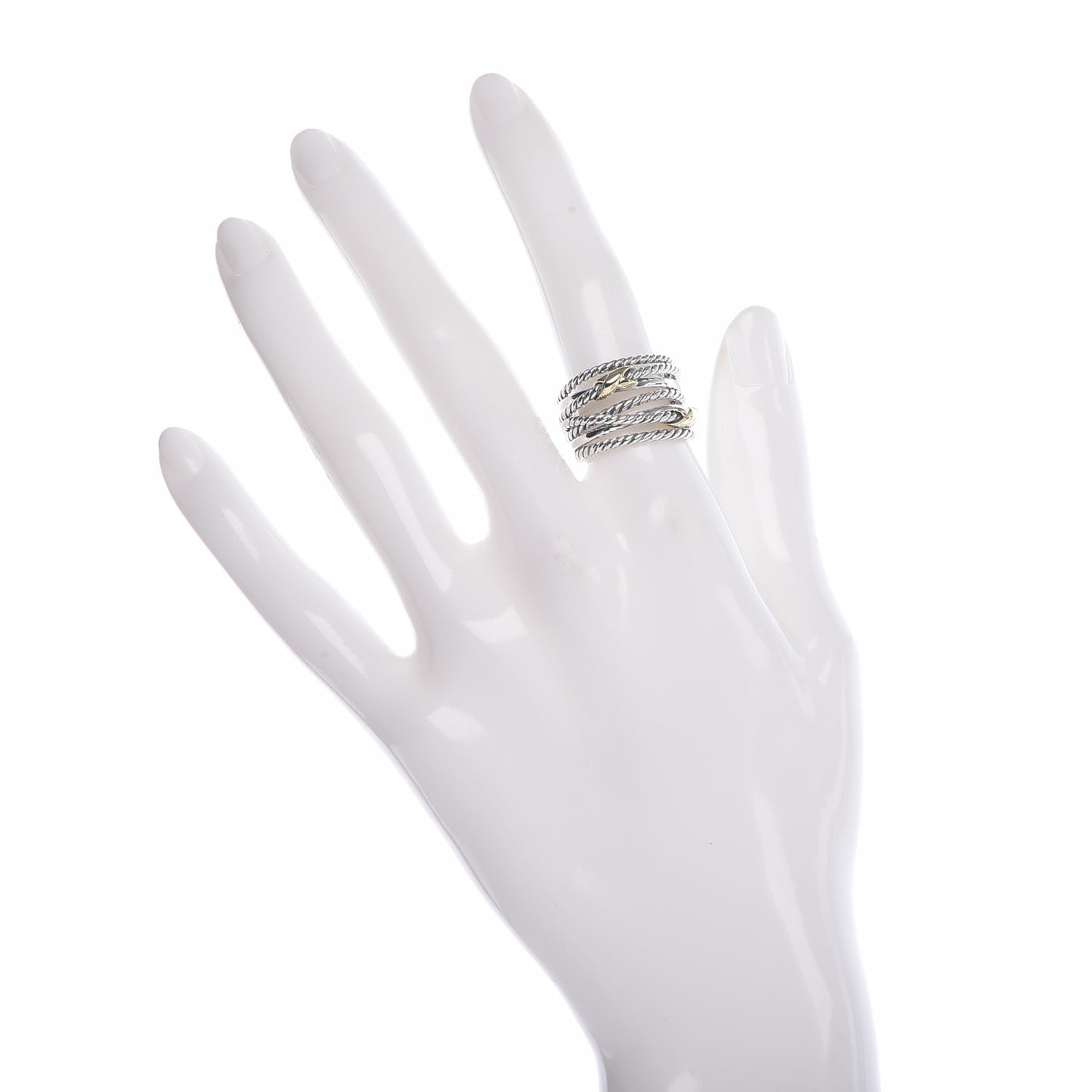 David Yurman Sterling Silver 18K Yellow Gold Double X Crossover Ring 52 6 2 of 5