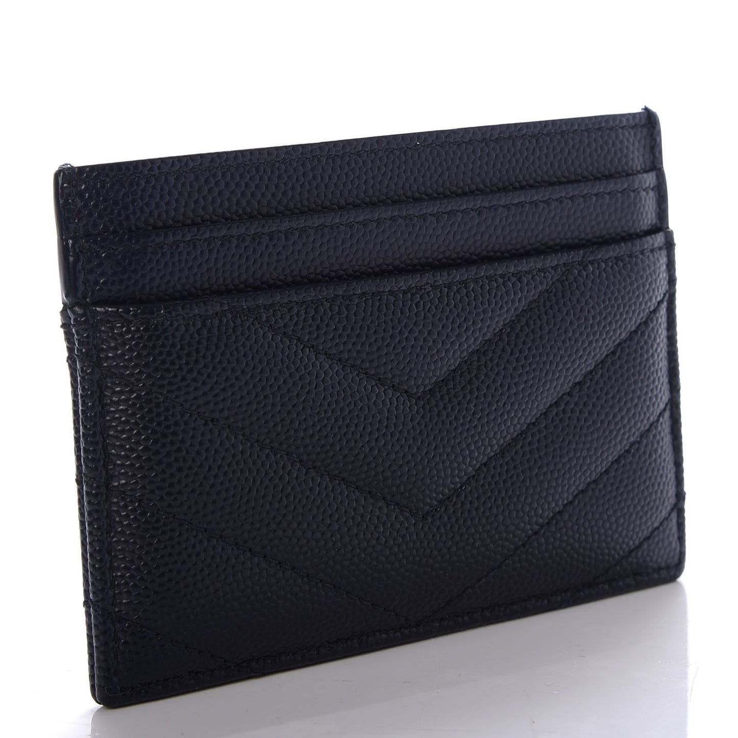 Grain De Poudre Matelasse Monogram Chevron Credit Card Case Deep Marine