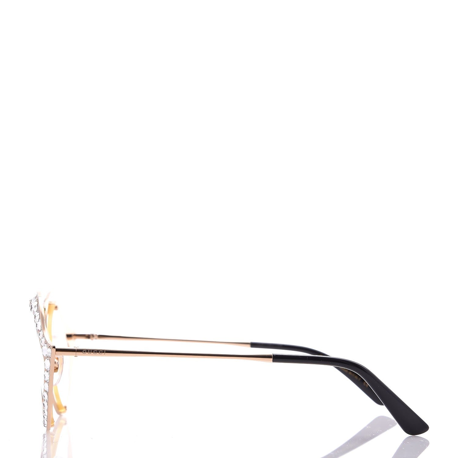 Gucci Metal Crystal Cat Eye Sunglasses GG0046S Gold 3 of 7