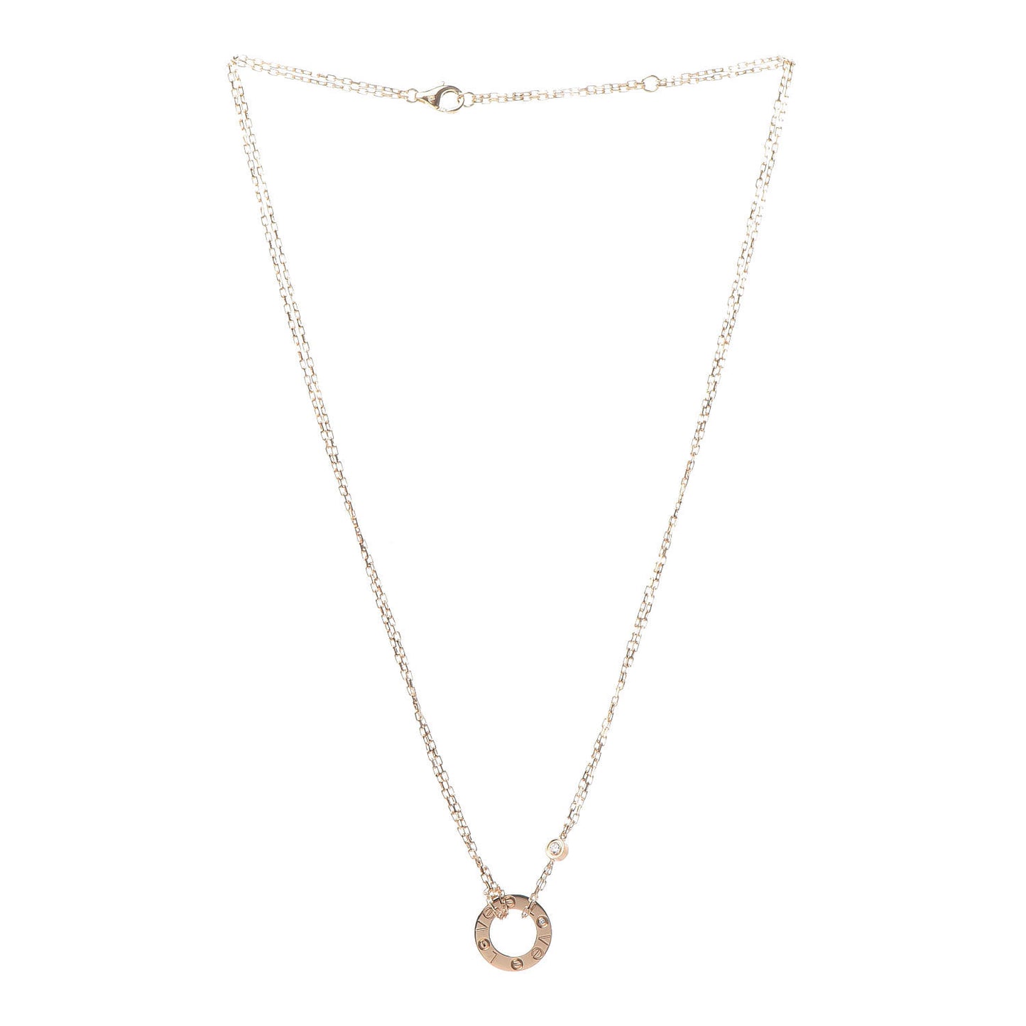 18K Yellow Gold 2 Diamond LOVE Necklace