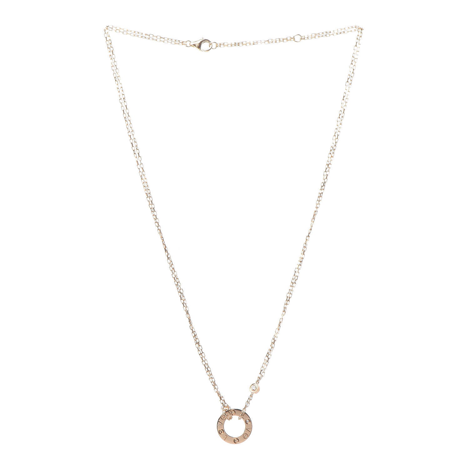 Cartier 18K Yellow Gold 2 Diamond LOVE Necklace 3 of 7