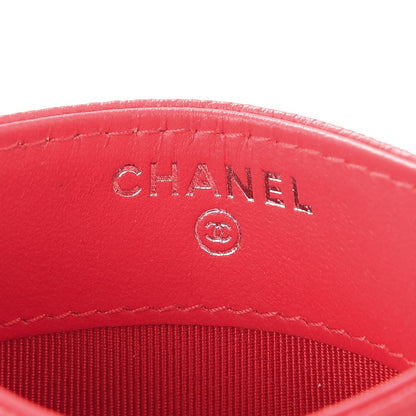 Chanel Caviar Chevron Quilted Card Holder Light Red 6 of 9