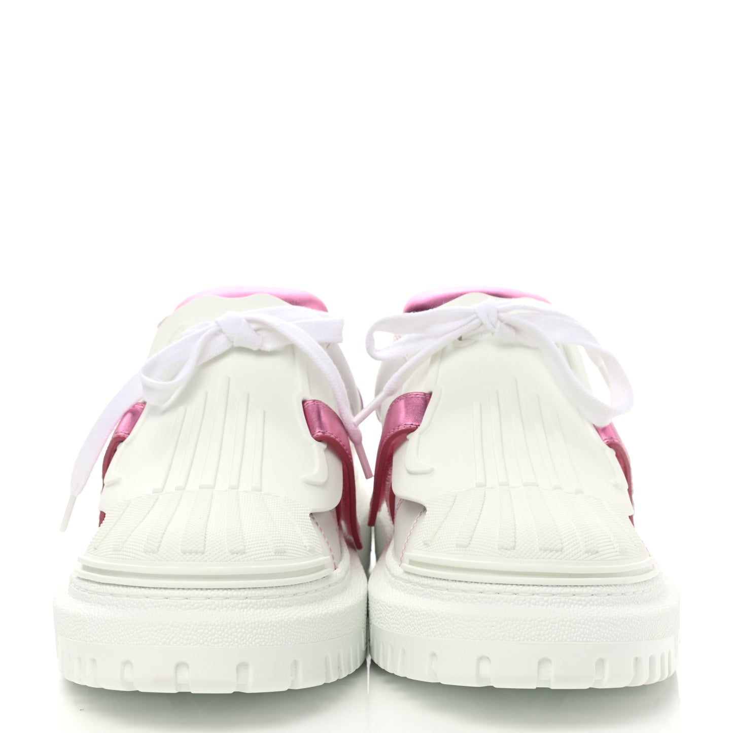 Laminated Calfskin Dior-ID Platform Sneakers 39.5 White Metallic Pink