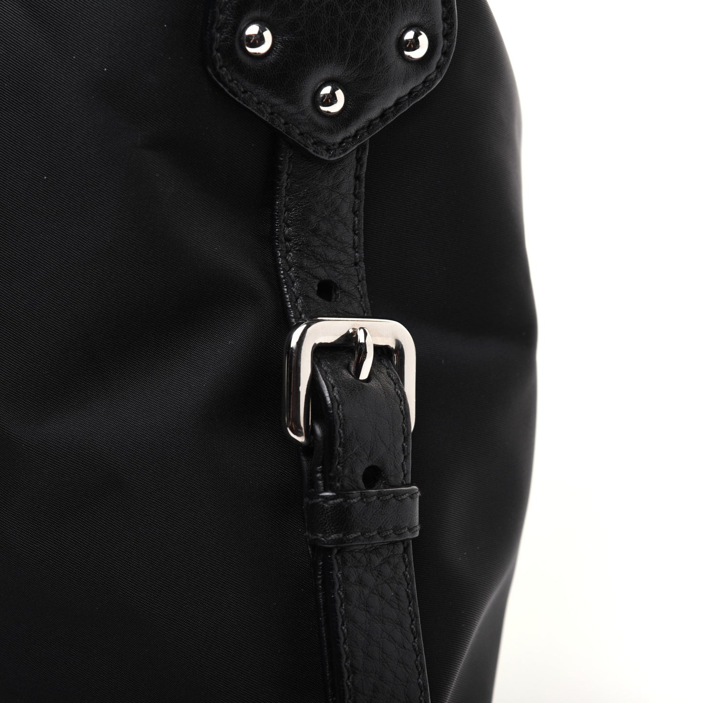 Tessuto Nylon Calfskin Hobo Black
