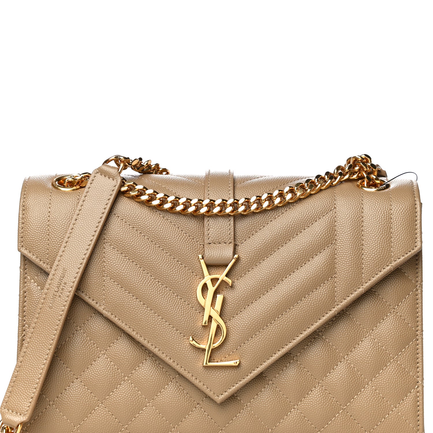 Saint Laurent Grain De Poudre Textured Mixed Matelasse Medium Triquilt Monogram Satchel Dark Latte 7 of 9